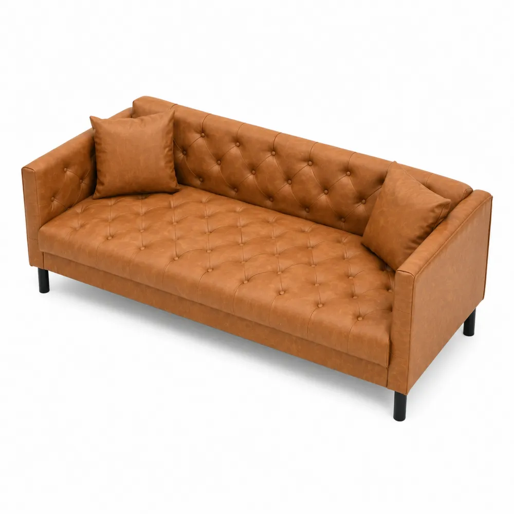 Sofa trzyosobowa skóra ekologiczna brązowa