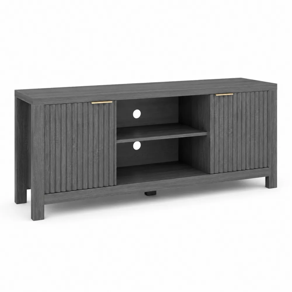 Szafka RTV z półkami i drzwiczkami, MDF, Ciemnoszary, 150x40x50 cm