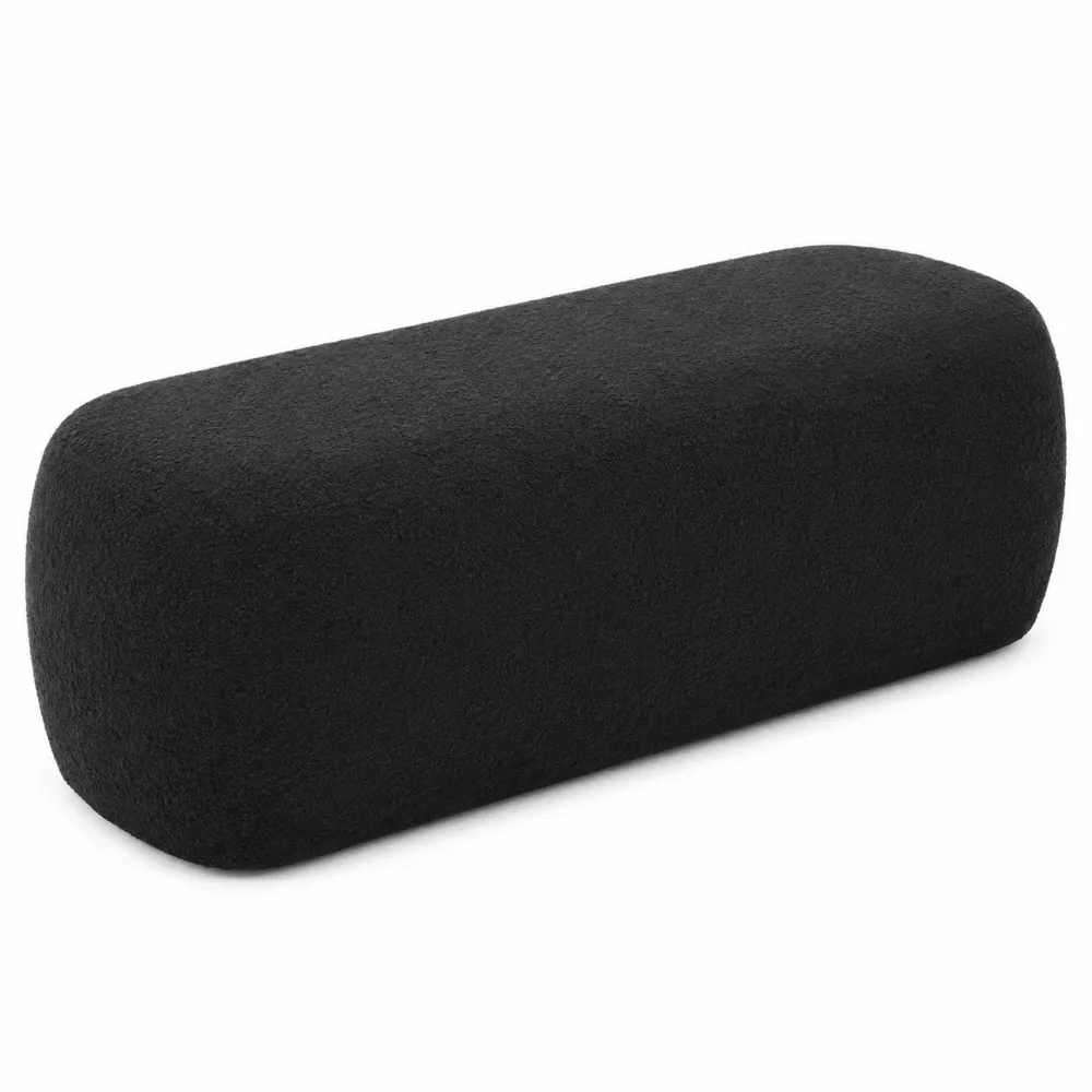 Czarny podnóżek z tkaniny typu velur 50x20x20 cm