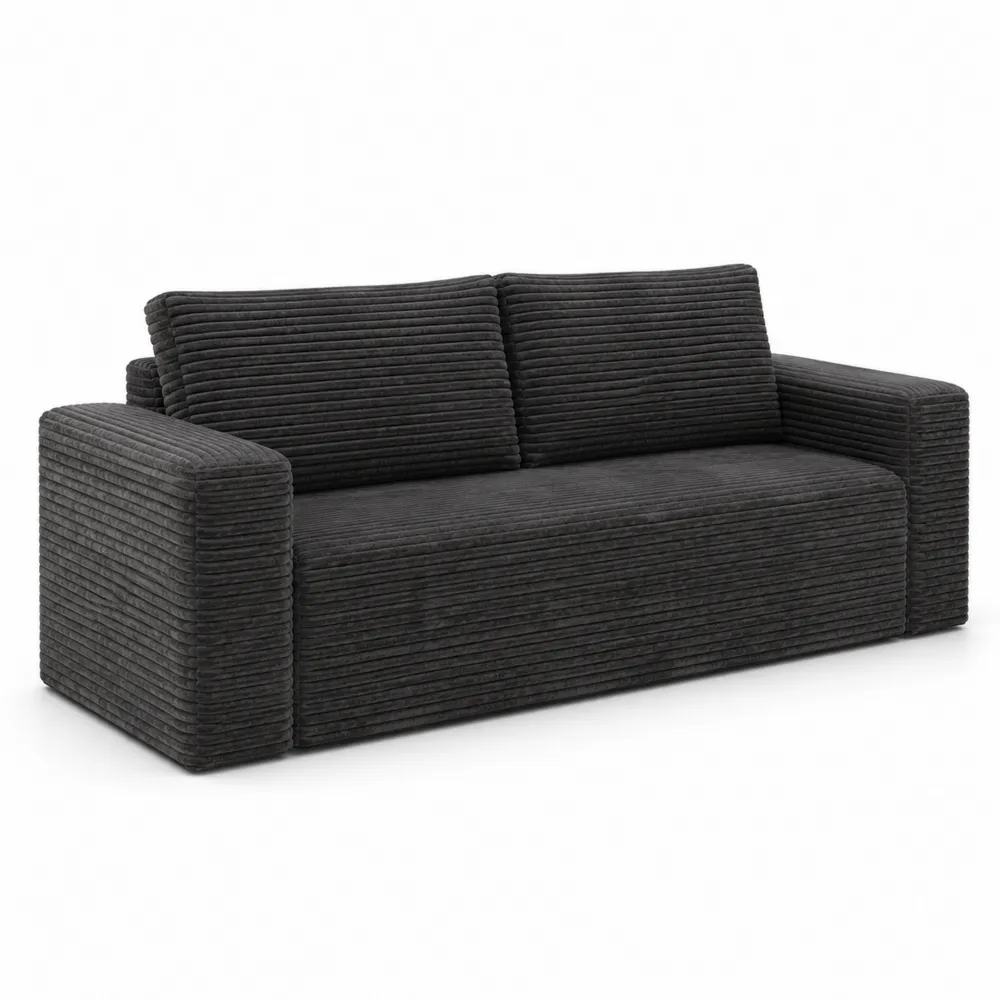 Sofa trzyosobowa sztruksowa Ciemnoszara