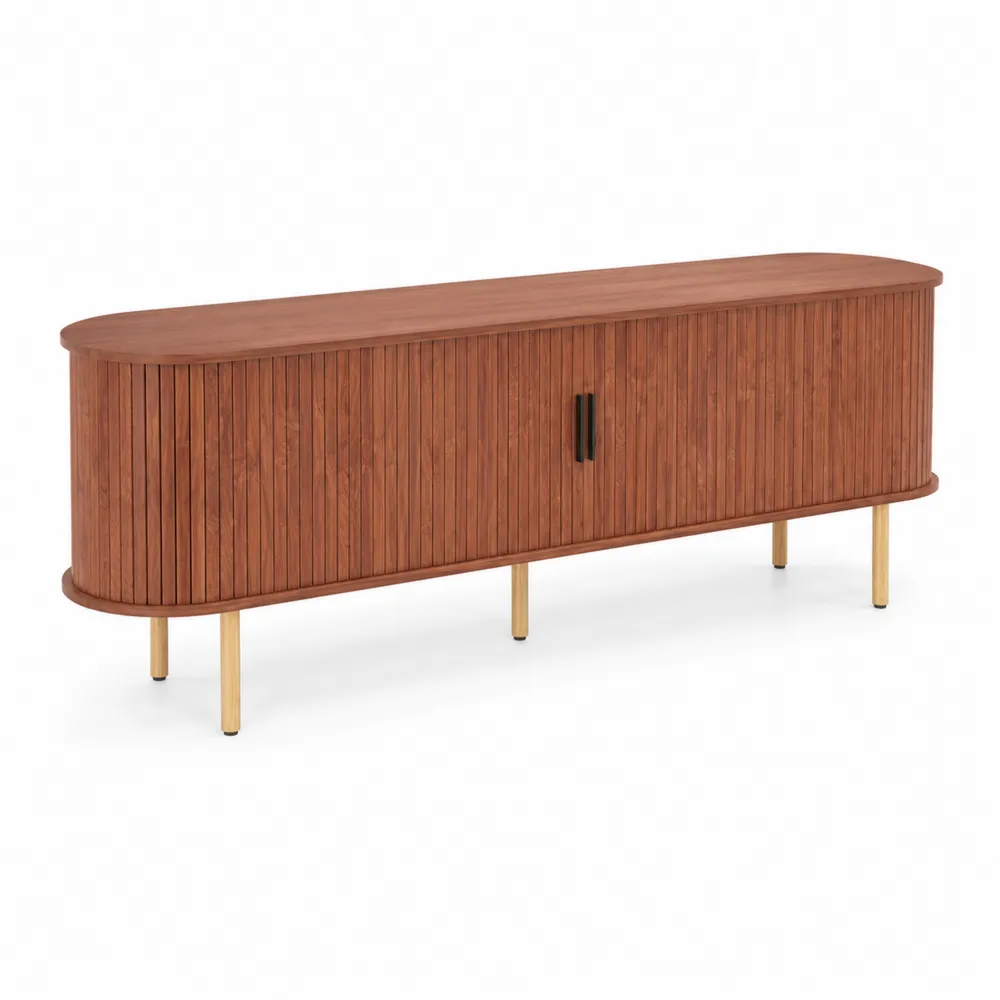 Szafka RTV owalna drewno i metal 200x45x60 cm