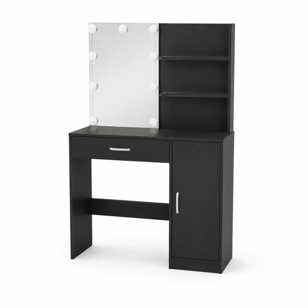 Toaletka z Lustrem LED Czarna