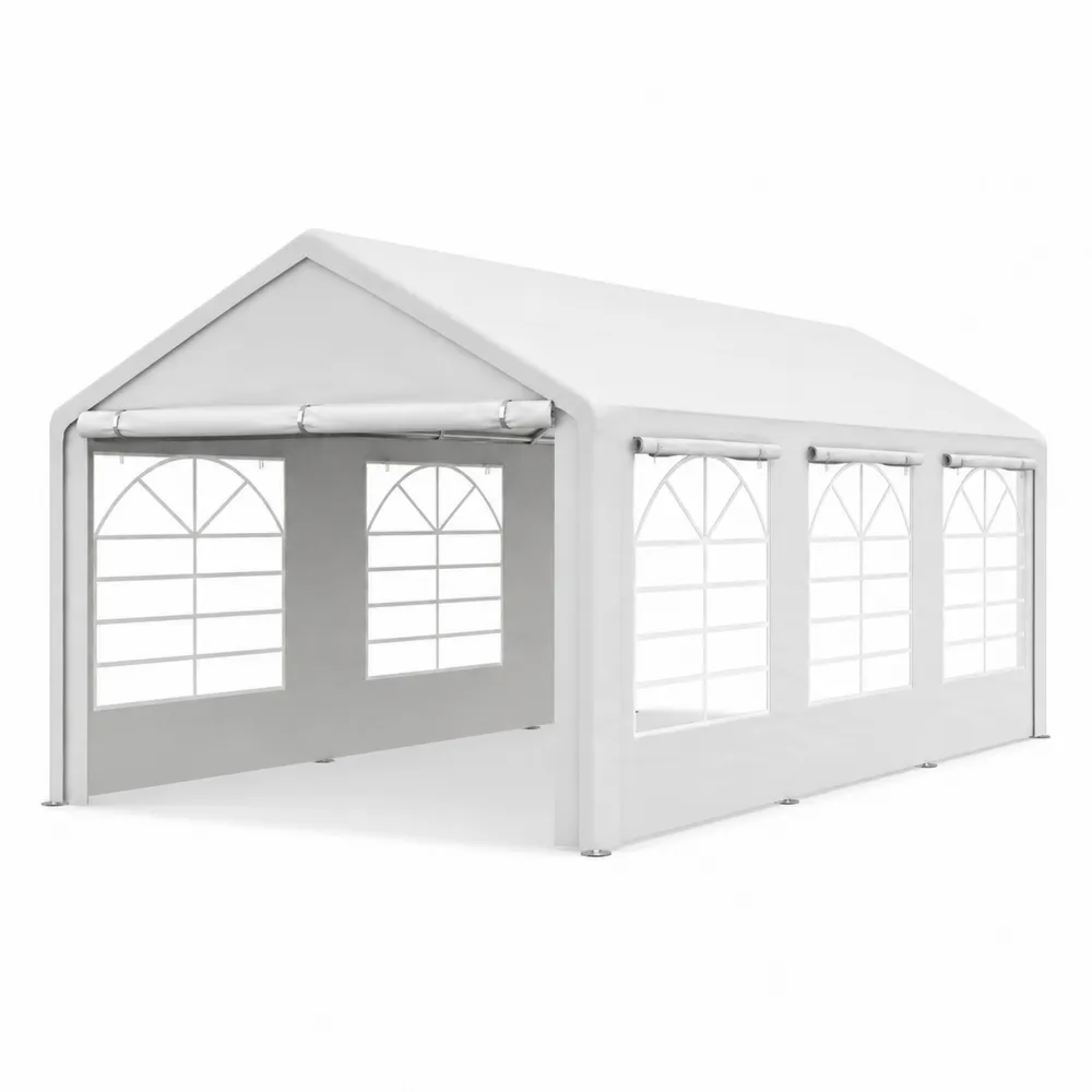 Prostokątny namiot ogrodowy biały stal PVC 600x300x260 cm