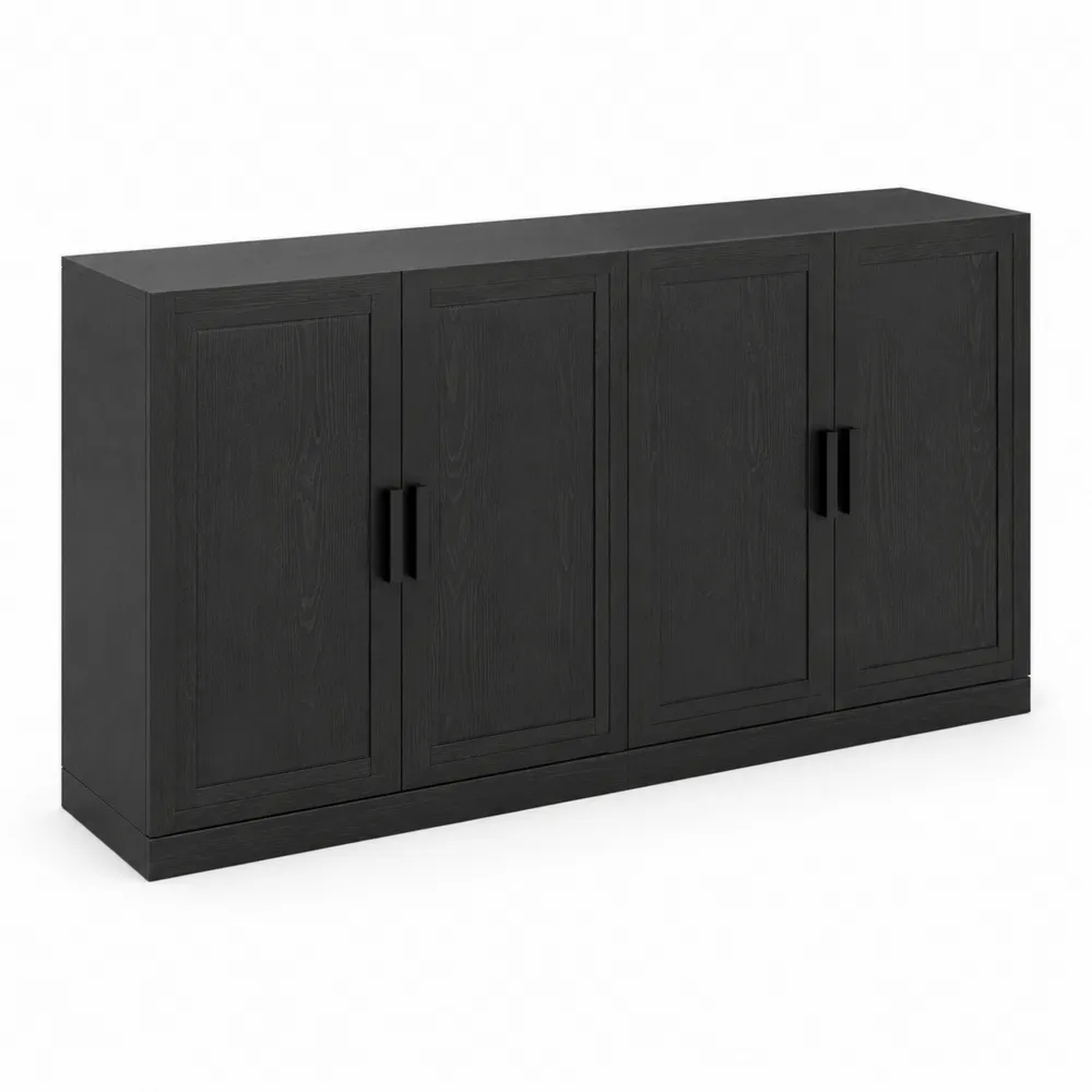 Czarna szafka drewniana z 4 drzwiami 120x80x35 cm