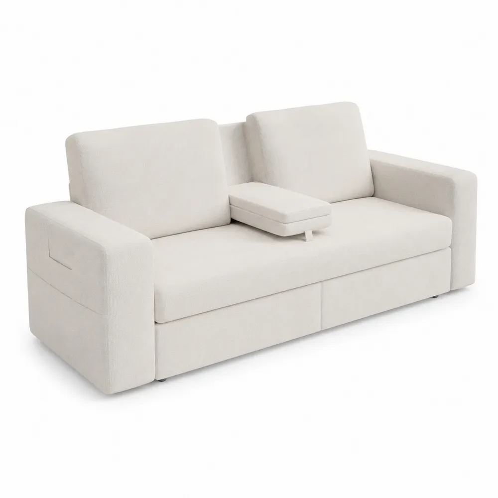 Sofa trzyosobowa z podłokietnikami Beżowy 220x90x85 cm
