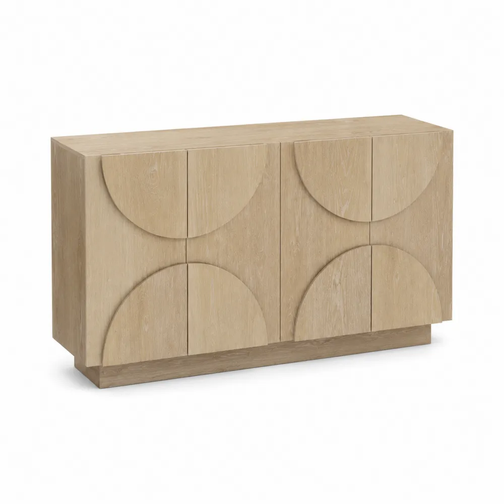 Komoda drewniana dębowa z geometrycznym wzorem 150 cm