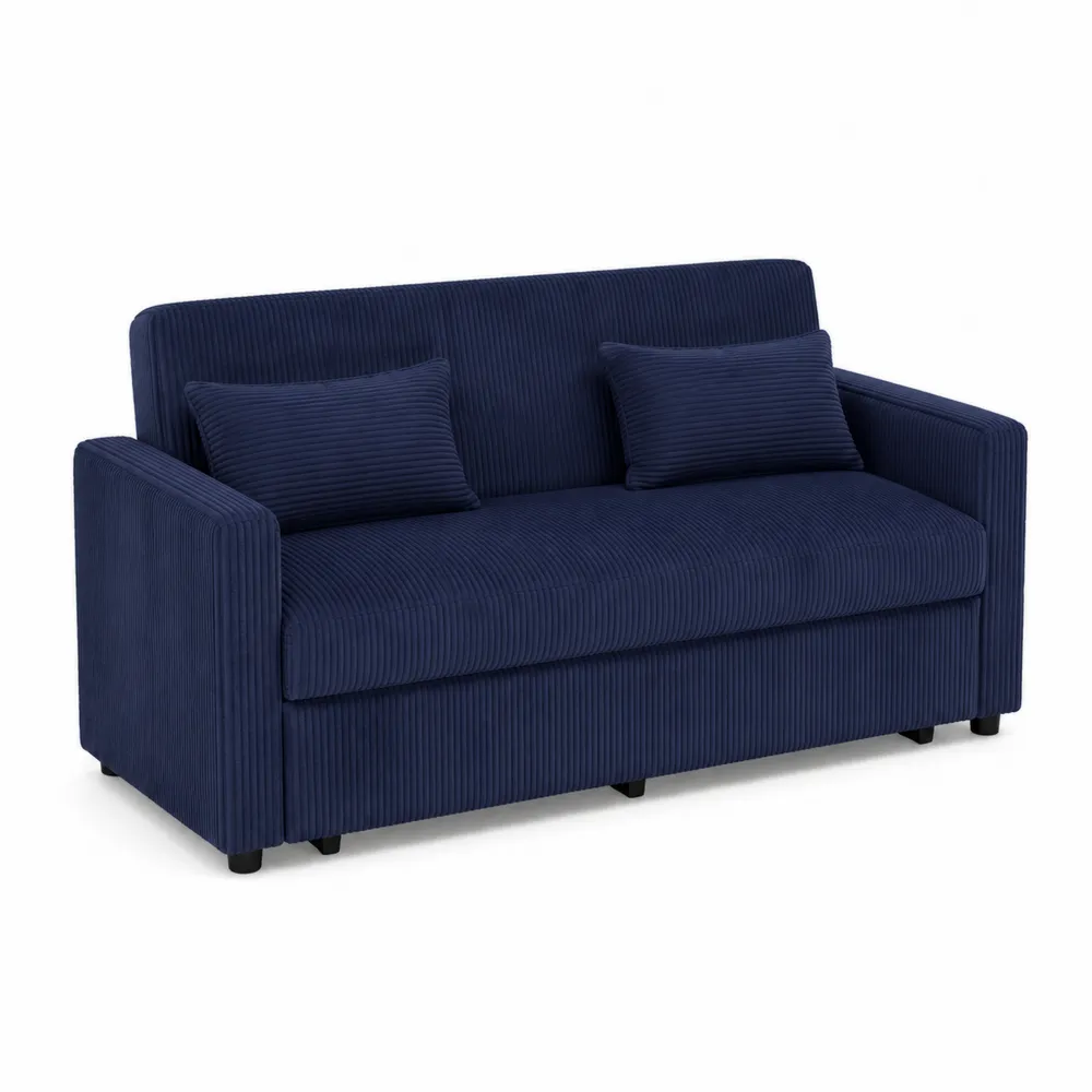 Sofa granatowa z tkaniny sztruksowej 200x90x85 cm