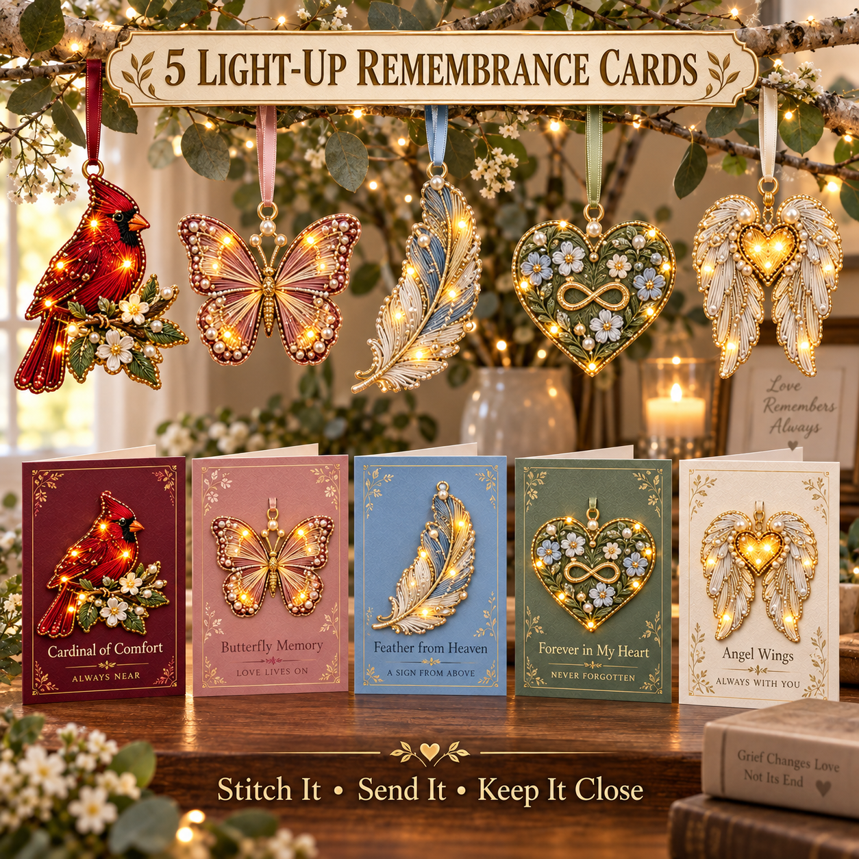 DIY Light-Up Embroidery Greeting Card Kit – Stitch, Send & Detach as a Keepsake Ornament