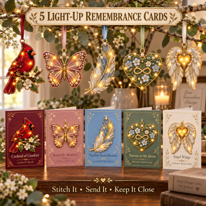 DIY Light-Up Embroidery Greeting Card Kit – Stitch, Send & Detach as a Keepsake Ornament