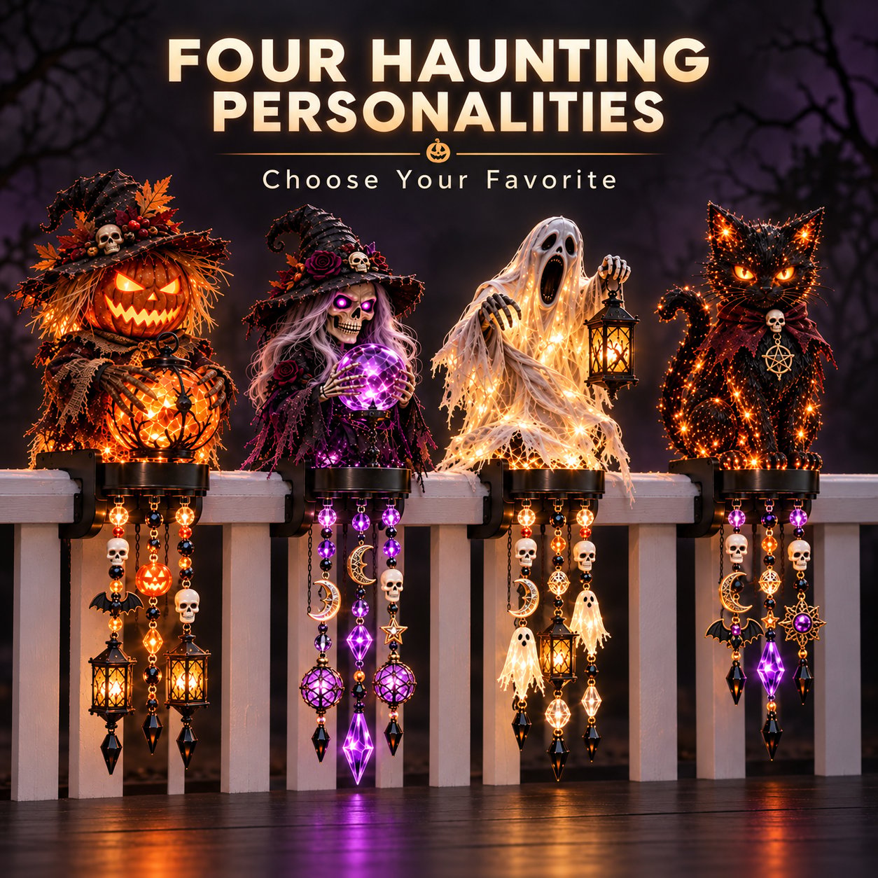 Four Halloween Railing Character Designs