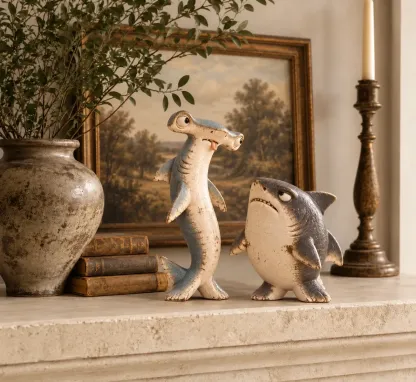 🦈 😂 Chaos & Regret Shark Pair – Funny Desk Companion Duo for Best Friends
