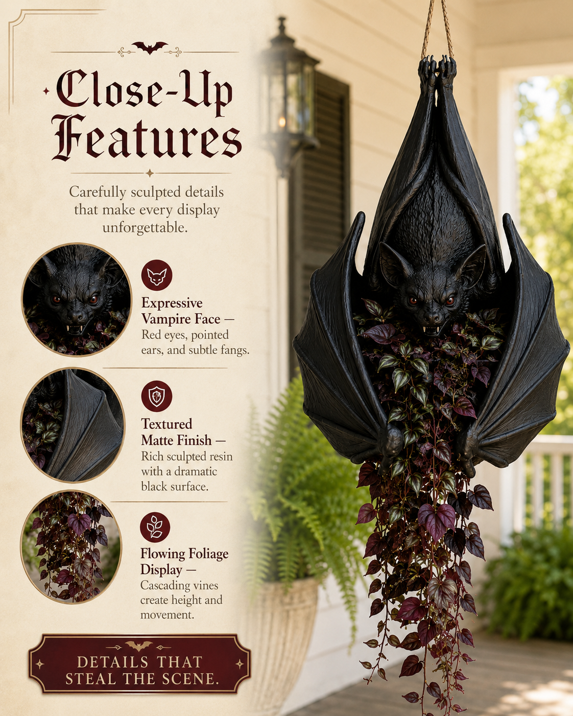 🦇 Gothic Creature Hanging Planter Collection