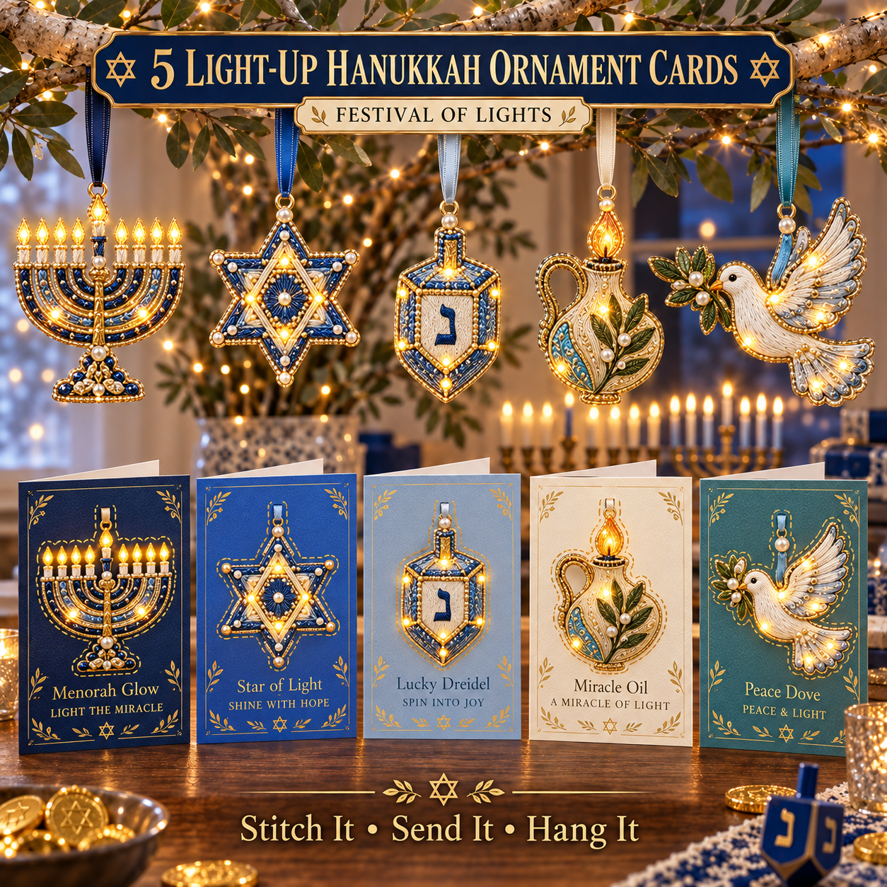 DIY Light-Up Embroidery Greeting Card Kit – Stitch, Send & Detach as a Keepsake Ornament