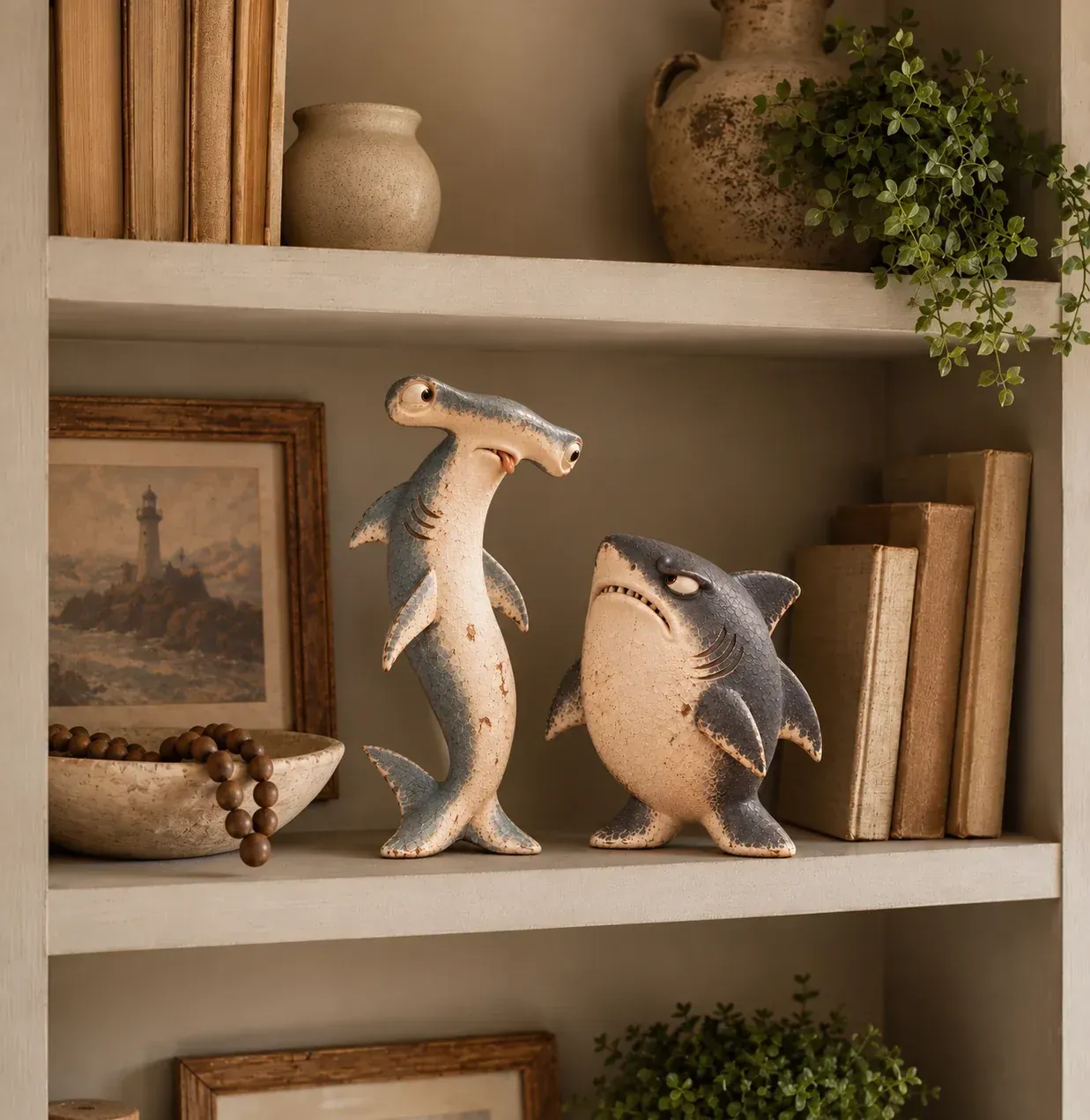 🦈 😂 Chaos & Regret Shark Pair – Funny Desk Companion Duo for Best Friends
