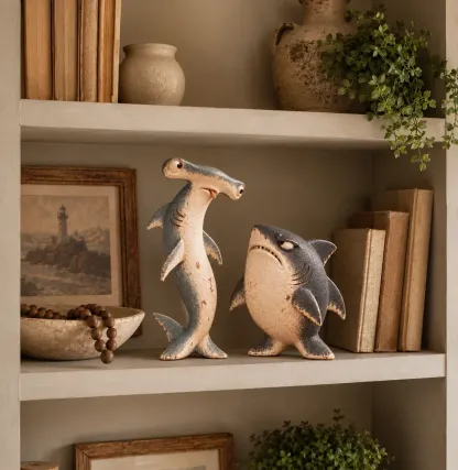 🦈 😂 Chaos & Regret Shark Pair – Funny Desk Companion Duo for Best Friends
