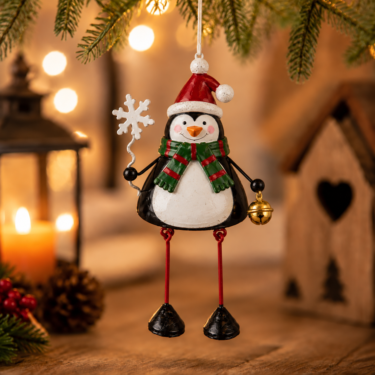 🦌✨ Hand-Painted Metal Dangling Leg Christmas Ornaments