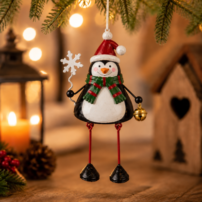 🦌✨ Hand-Painted Metal Dangling Leg Christmas Ornaments