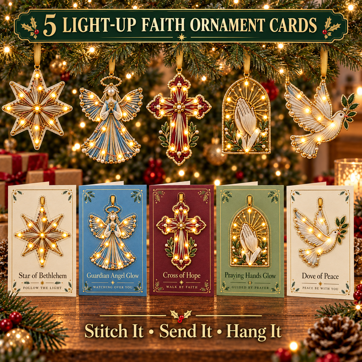 DIY Light-Up Embroidery Greeting Card Kit – Stitch, Send & Detach as a Keepsake Ornament