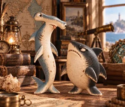 🦈 😂 Chaos & Regret Shark Pair – Funny Desk Companion Duo for Best Friends