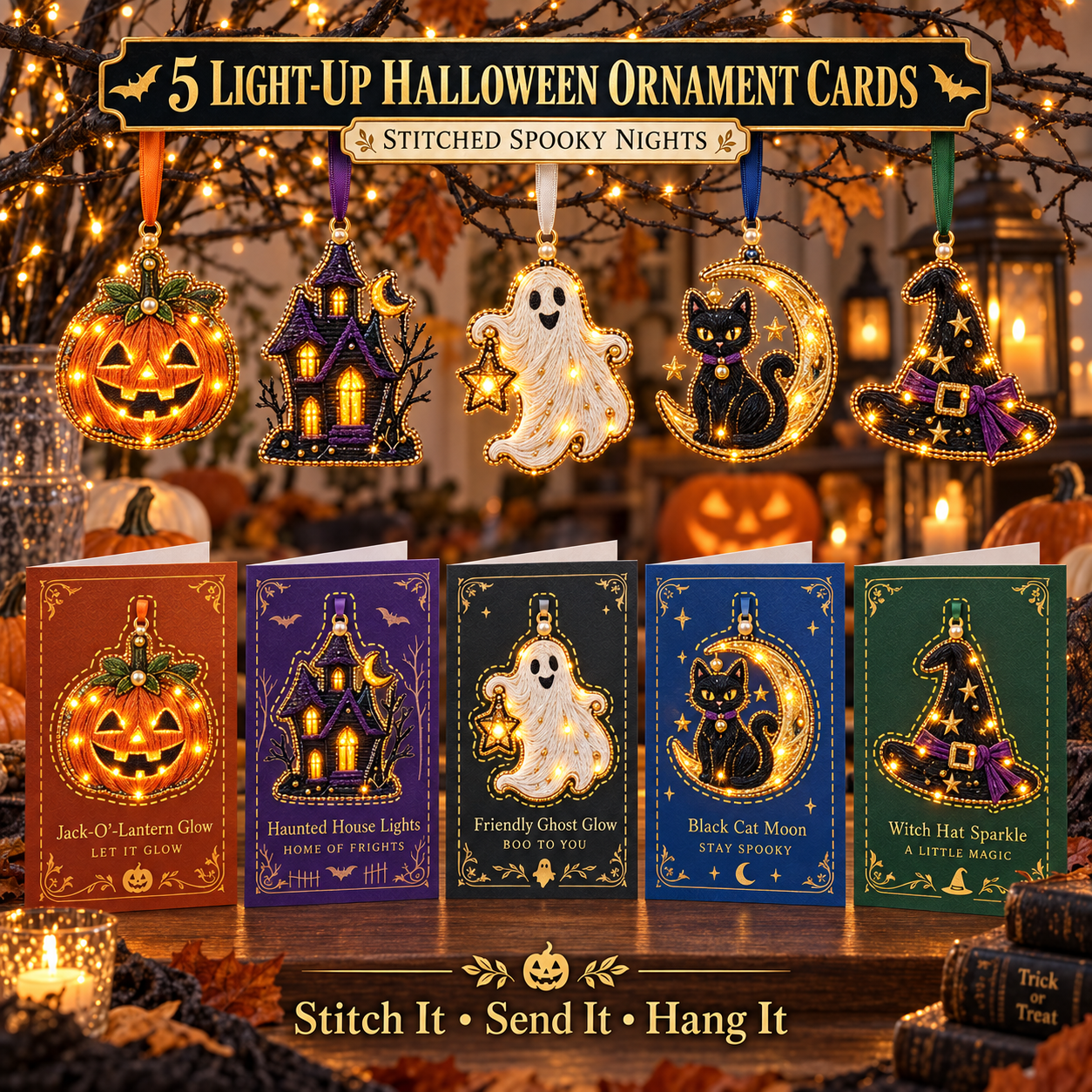 DIY Light-Up Embroidery Greeting Card Kit – Stitch, Send & Detach as a Keepsake Ornament