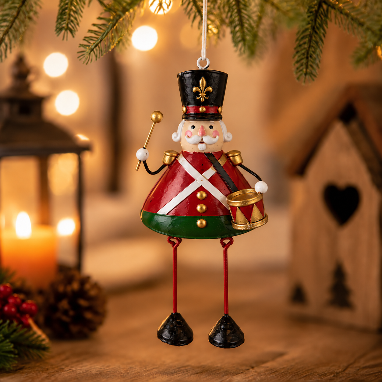 🦌✨ Hand-Painted Metal Dangling Leg Christmas Ornaments