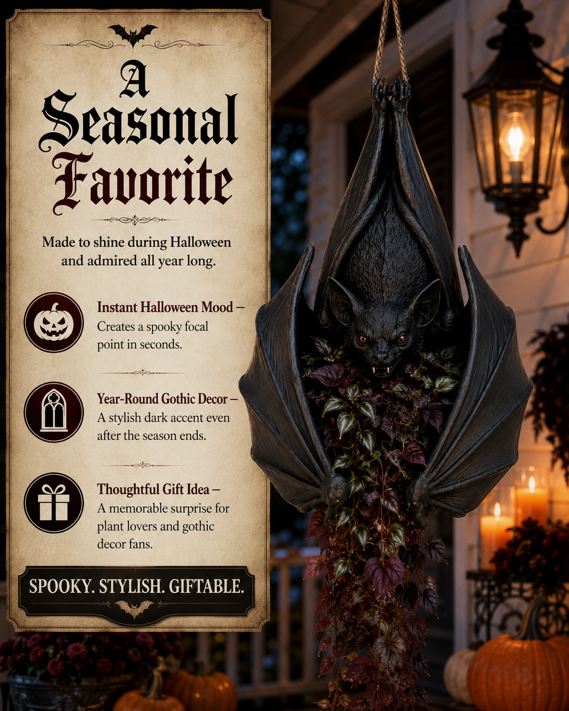 🦇 Gothic Creature Hanging Planter Collection