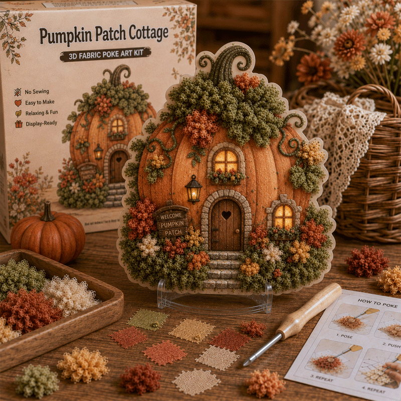 🏡 Whimsical Village 3D Fabric Poke Art Kit