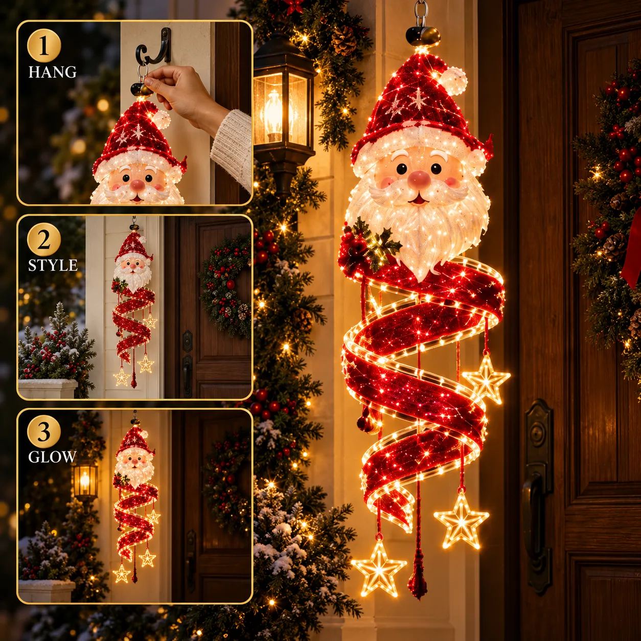 Three simple steps to hang, style and illuminate the Santa Spiral light