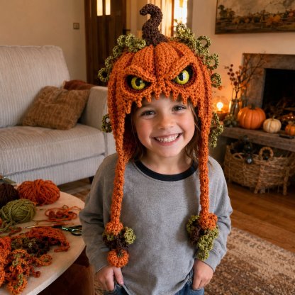 🎃 Halloween Monster Hood DIY Crochet Kit | Premium Soft Yarn Materials with Step-by-Step Guide DIY Handmade Wearable Character Hood 🧶🎭✨