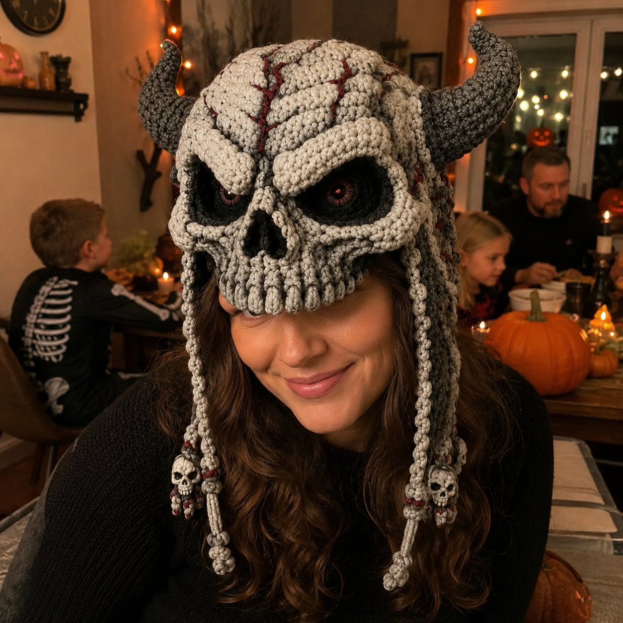 🎃 Halloween Monster Hood DIY Crochet Kit | Premium Soft Yarn Materials with Step-by-Step Guide DIY Handmade Wearable Character Hood 🧶🎭✨