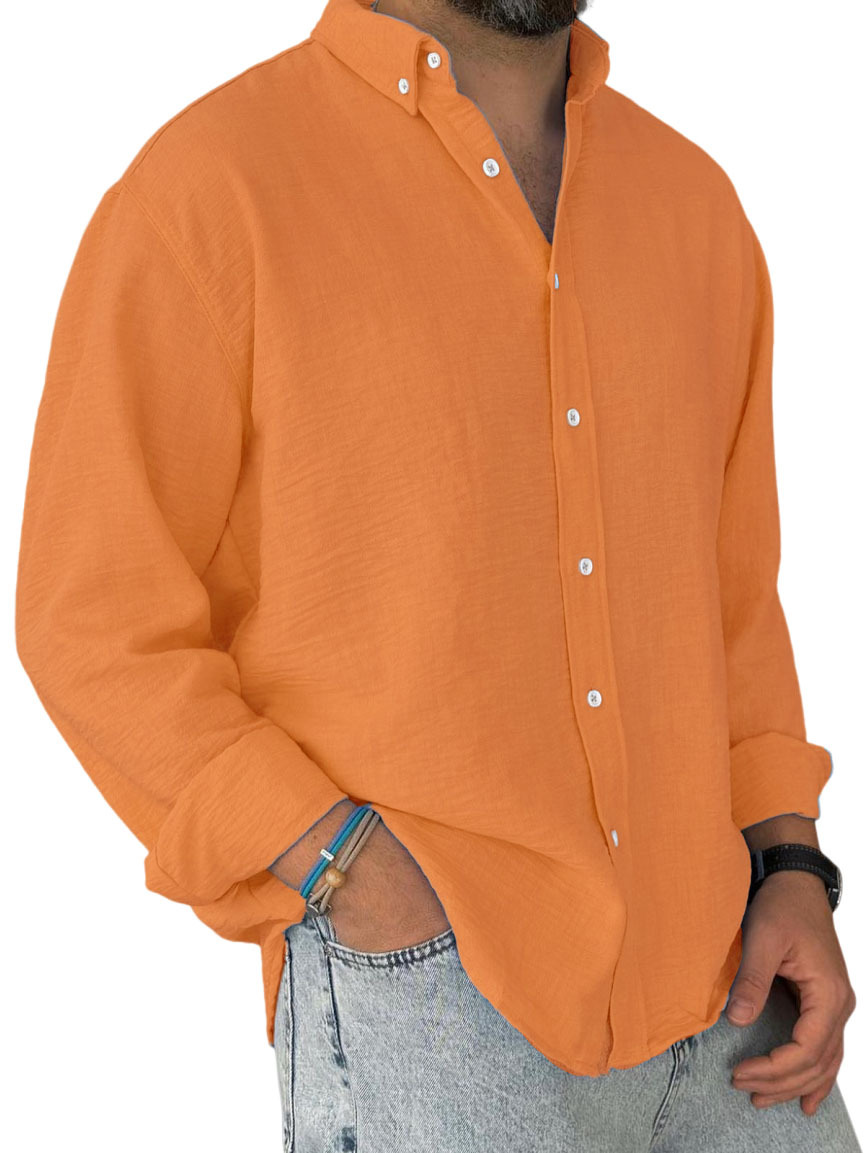 Ultra-Breathable Non-Iron Cotton Long-Sleeve Lapel Shirt
