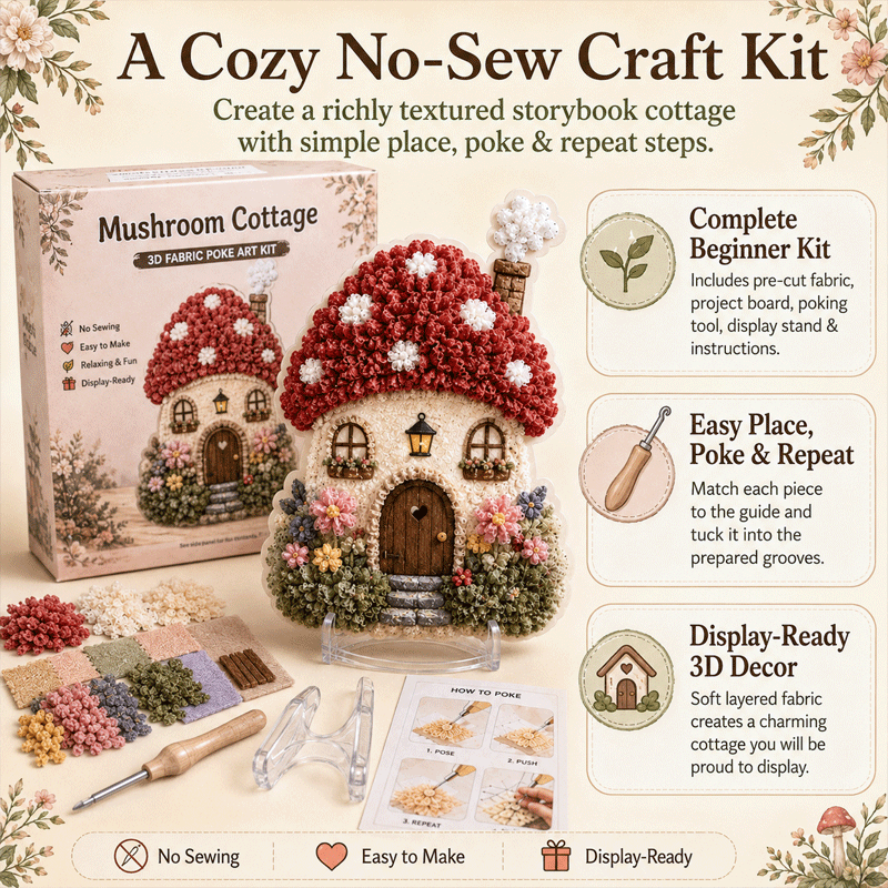 3D Fabric Poke Art Kit 🏡 Bring a Tiny Village to Life