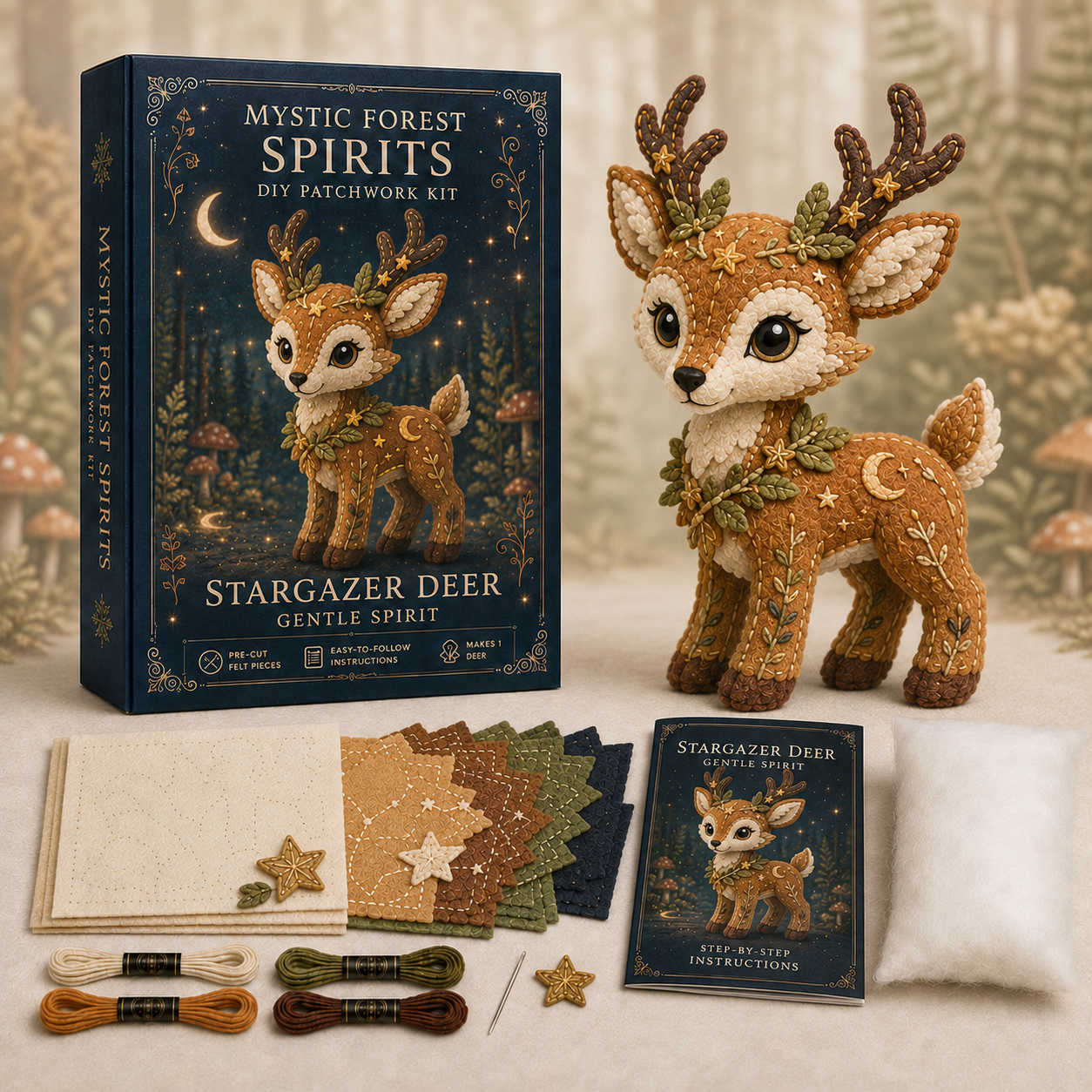 🌲 Mystic Forest Spirits DIY Patchwork Kit | Woodland Guardian Series