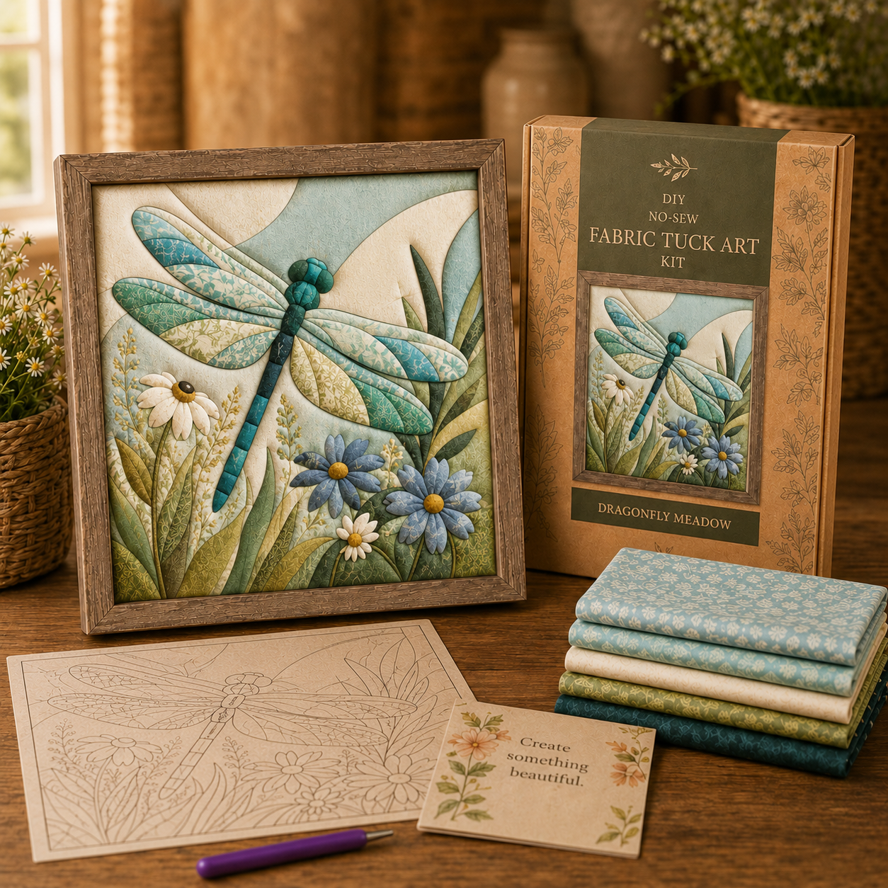 No-Sew Fabric Tuck Art Kit ✨ Create a Patchwork Masterpiece