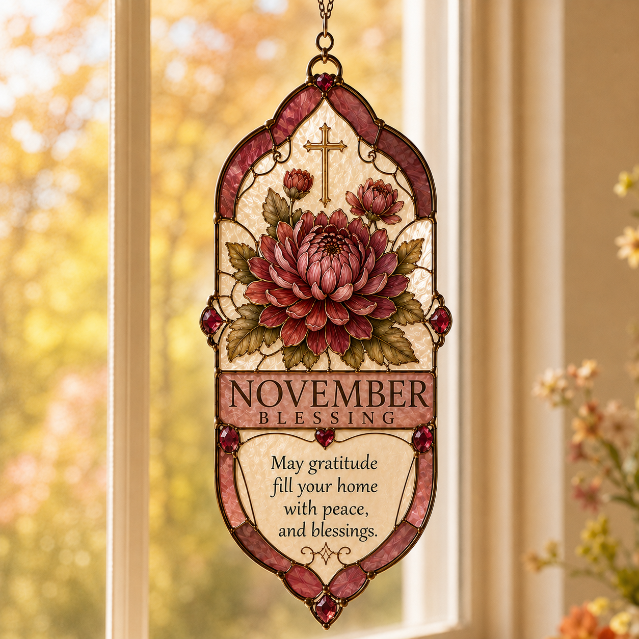 🌸 Birth Month Prayer Blessing Suncatcher | Birthday Flower & Faith Series