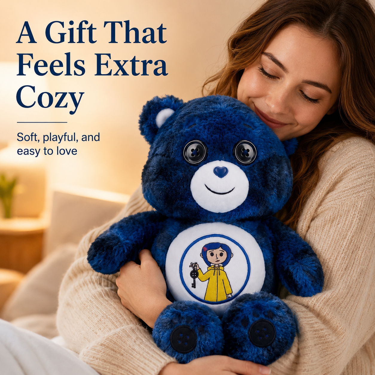 🧸 Button-Eye Cozy Bear Plush | Soft Gift for Granddaughter & Plush Lovers