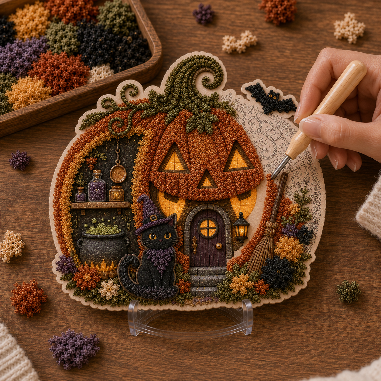 Halloween Fabric Poke Art Kit 🎃 A Cozy Craft to Make and Display