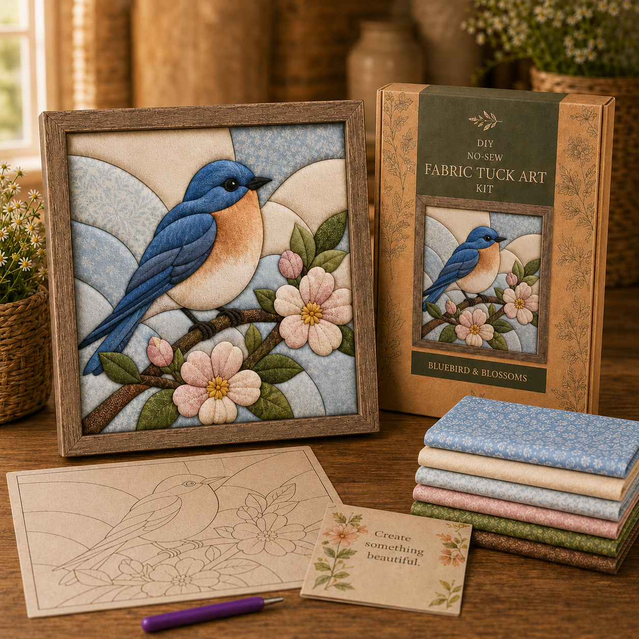 No-Sew Fabric Tuck Art Kit ✨ Create a Patchwork Masterpiece