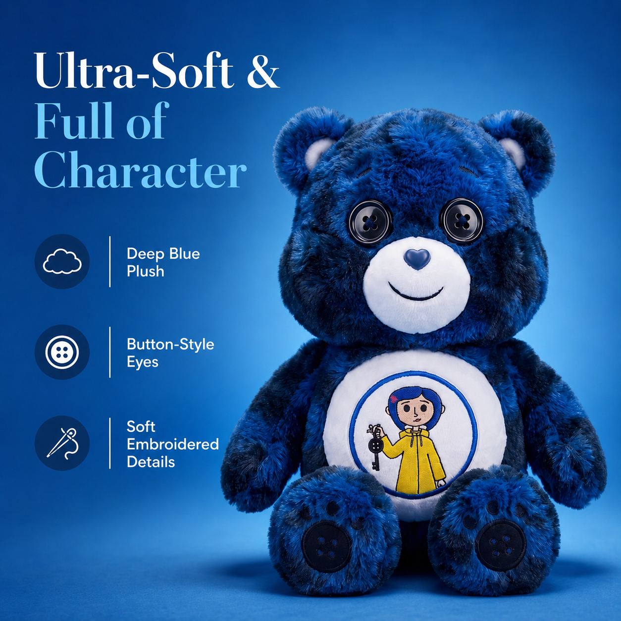 🧸 Button-Eye Cozy Bear Plush | Soft Gift for Granddaughter & Plush Lovers