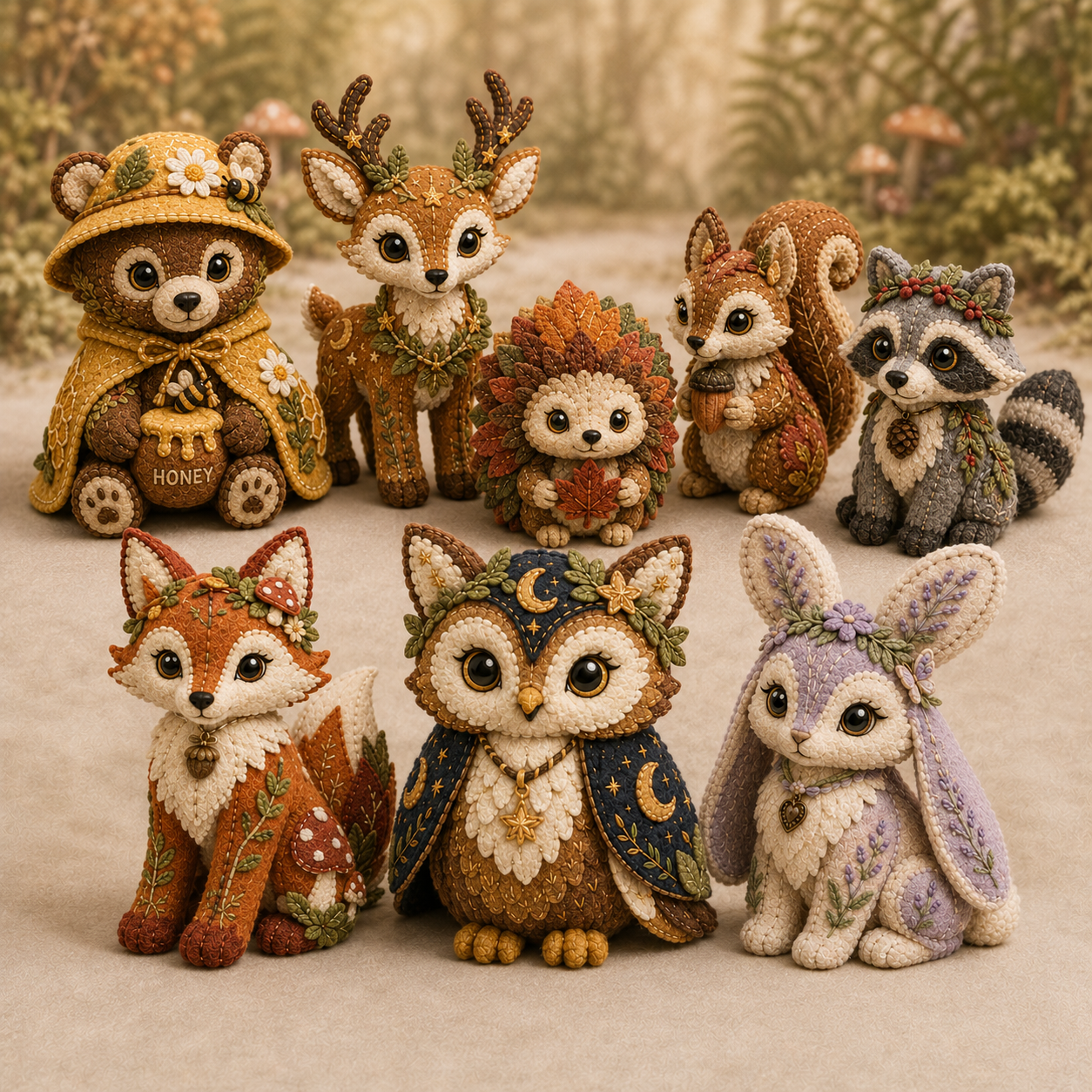 🌲 Mystic Forest Spirits DIY Patchwork Kit | Woodland Guardian Series