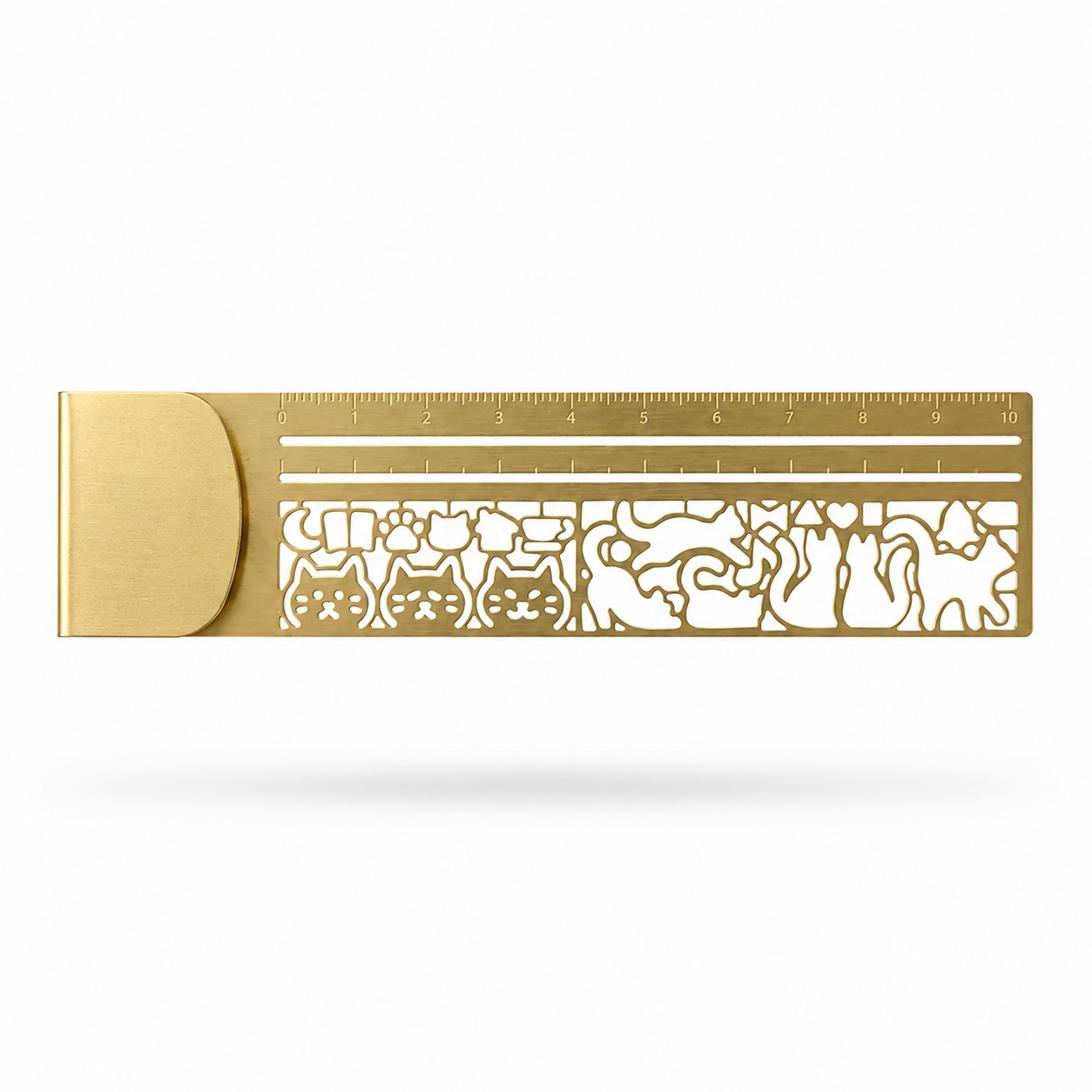 Brass Cat Bookmark Ruler 🐱 Draw Tiny Cats & Save Every Page