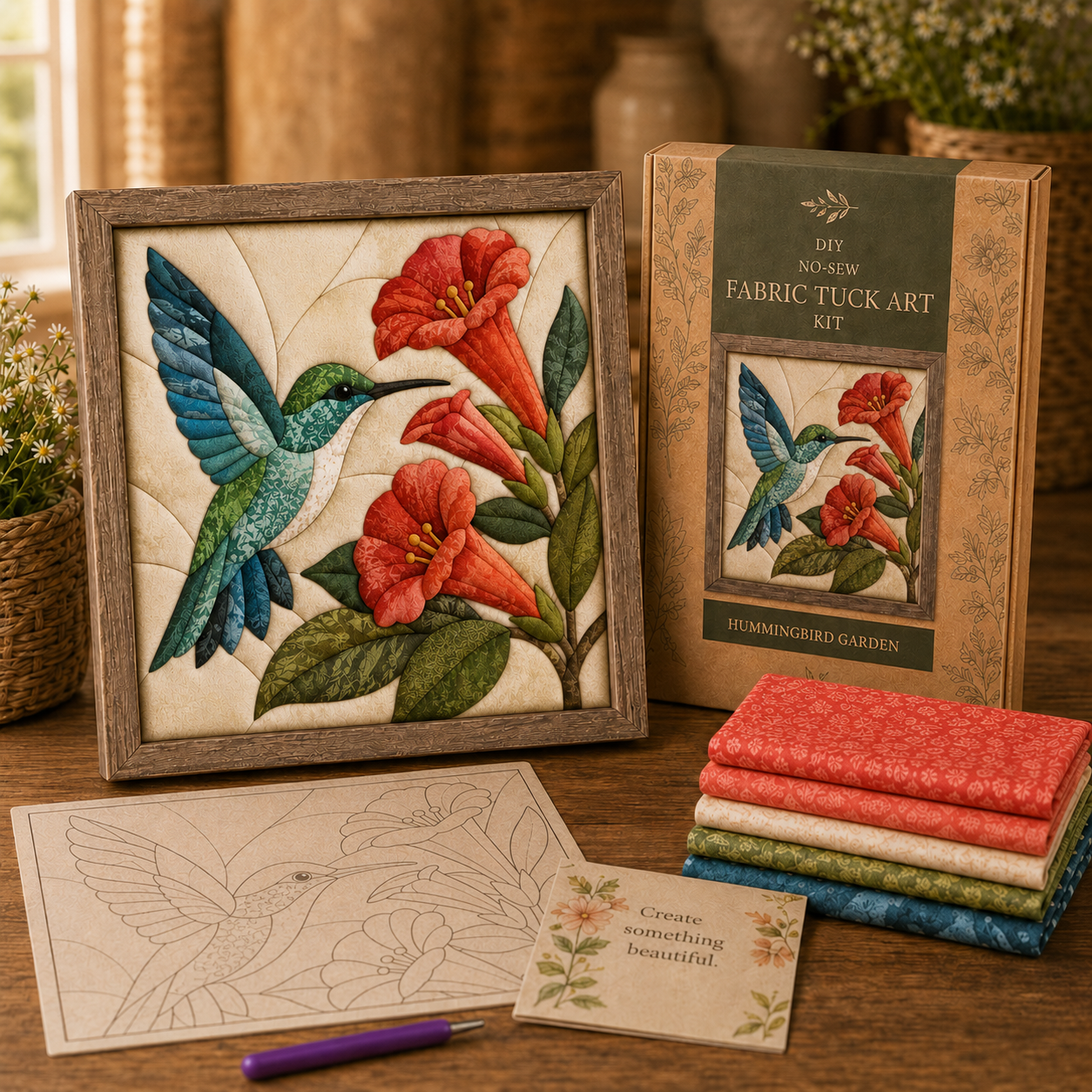 No-Sew Fabric Tuck Art Kit ✨ Create a Patchwork Masterpiece