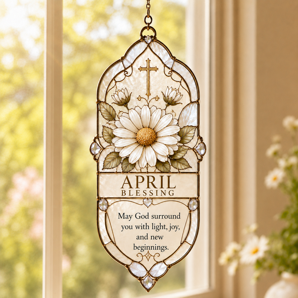 🌸 Birth Month Prayer Blessing Suncatcher | Birthday Flower & Faith Series