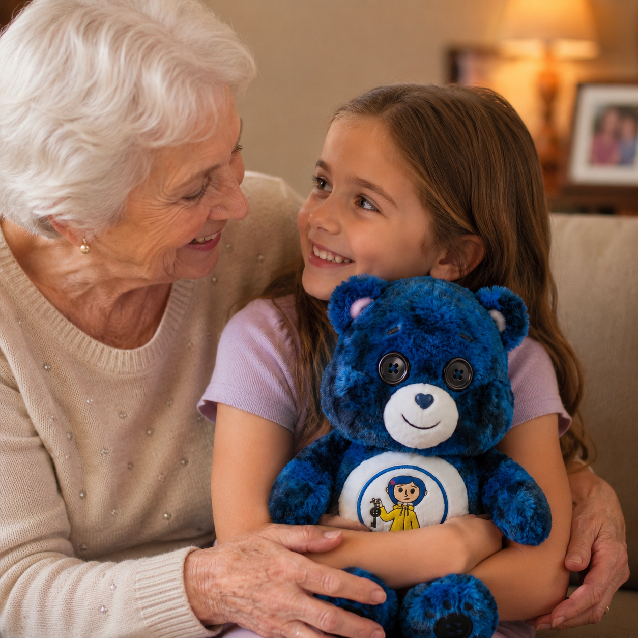 🧸 Button-Eye Cozy Bear Plush | Soft Gift for Granddaughter & Plush Lovers