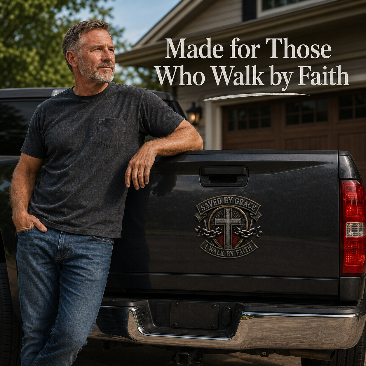 Saved by Grace 3D Faith Emblem ✝️ A Bold Statement for Every Road