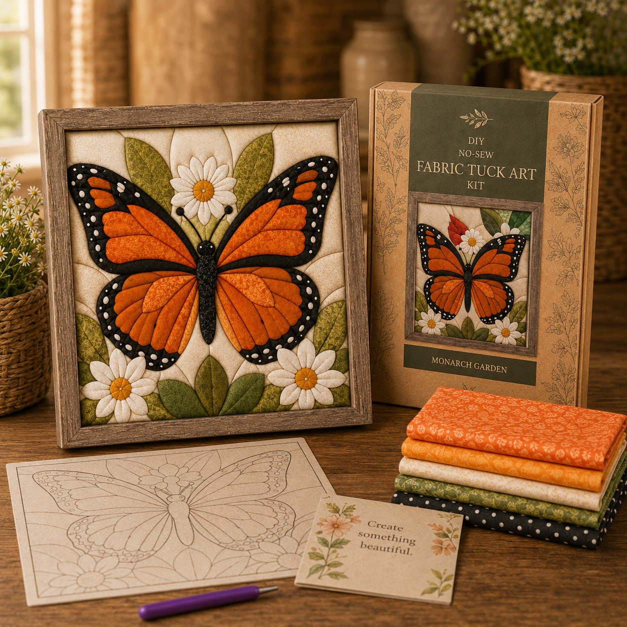 No-Sew Fabric Tuck Art Kit ✨ Create a Patchwork Masterpiece