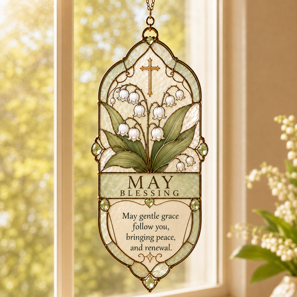 🌸 Birth Month Prayer Blessing Suncatcher | Birthday Flower & Faith Series
