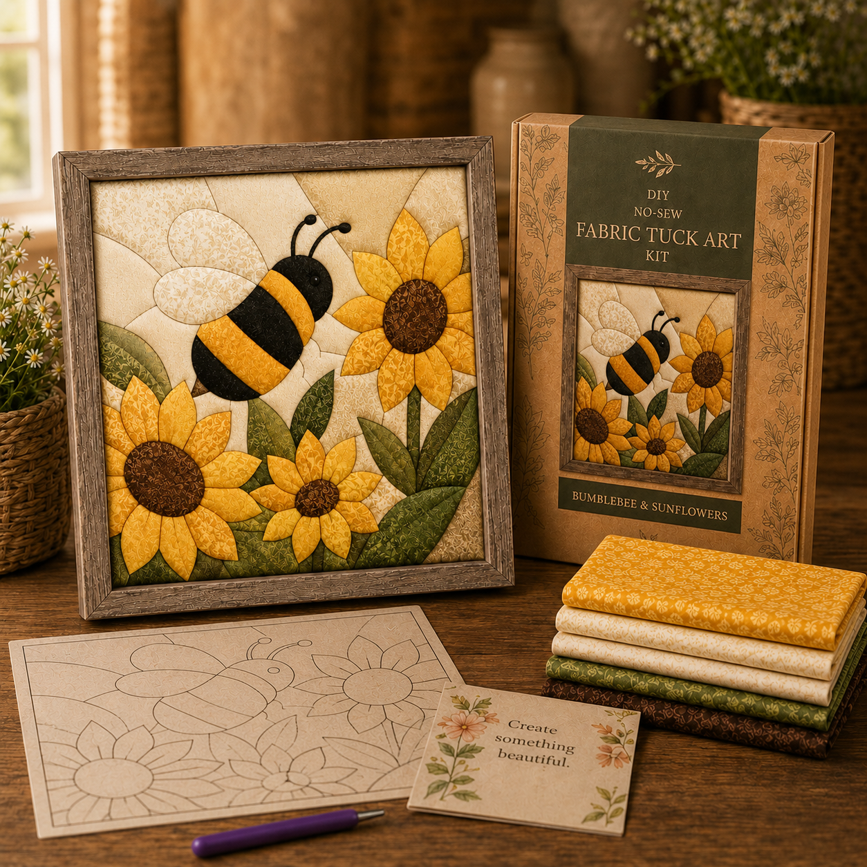 No-Sew Fabric Tuck Art Kit ✨ Create a Patchwork Masterpiece