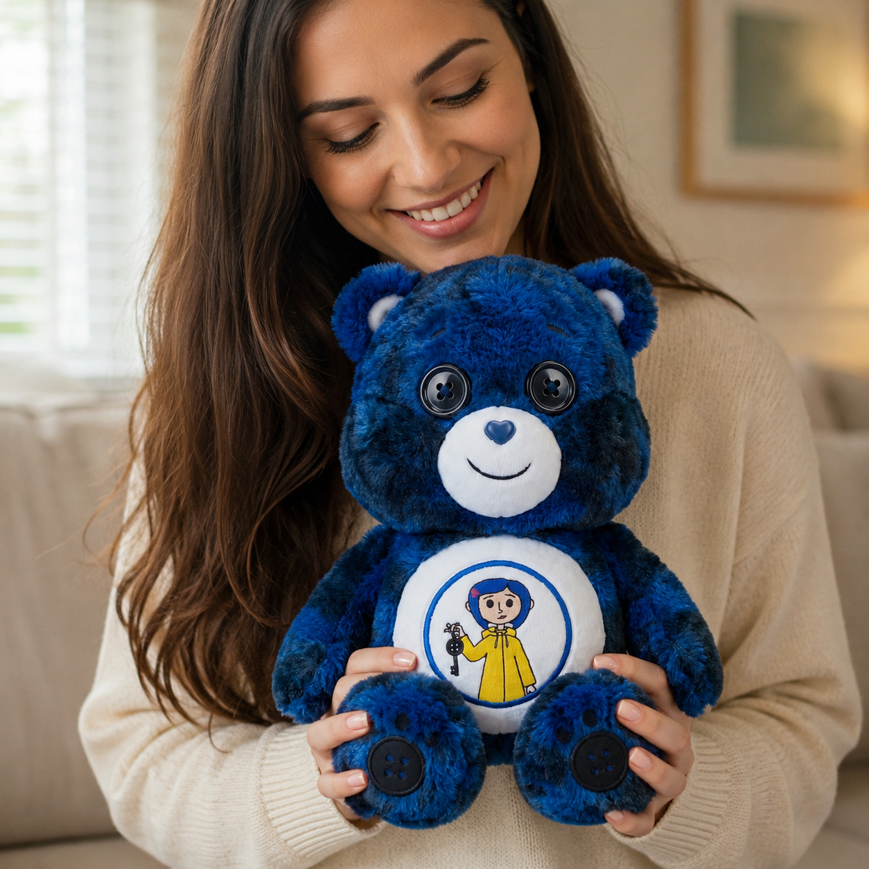 🧸 Button-Eye Cozy Bear Plush | Soft Gift for Granddaughter & Plush Lovers
