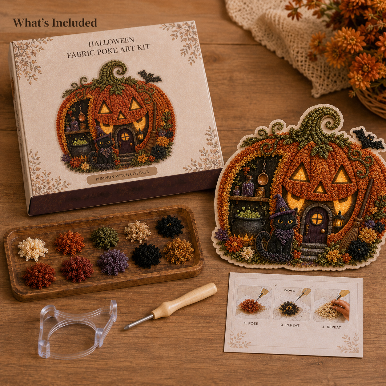 Halloween Fabric Poke Art Kit 🎃 A Cozy Craft to Make and Display